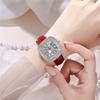 Simple Square Rhinestone Quartz Watch Casual Leather Women's Clock Wristwatch