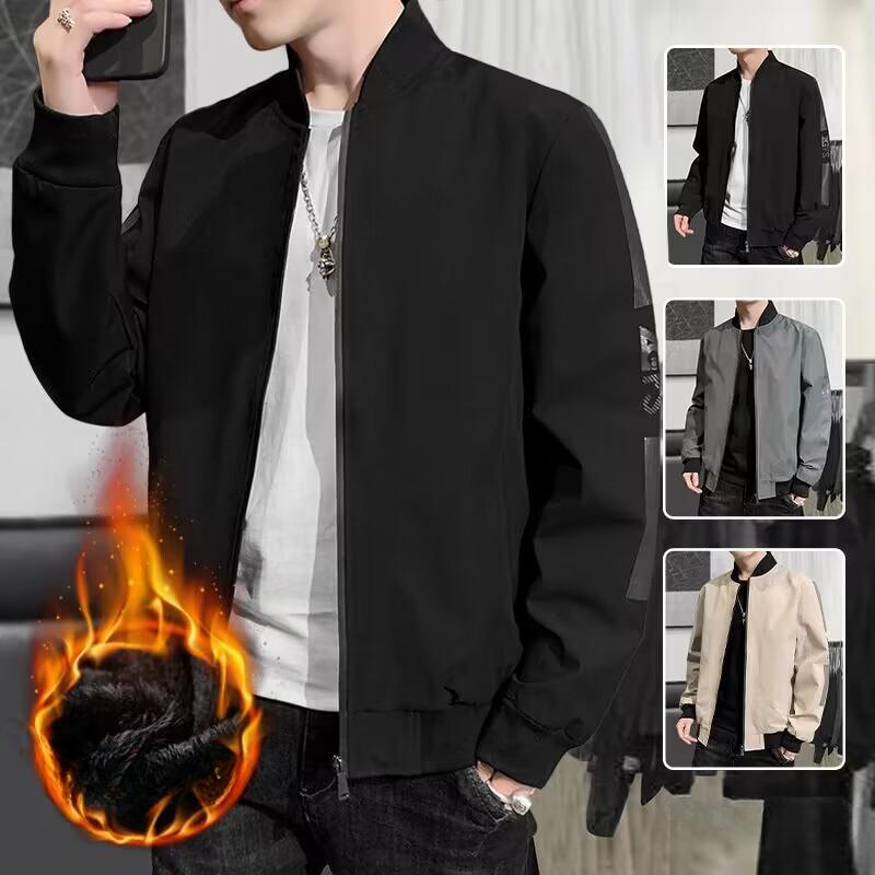 Baseball Collar Jacket Men's Spring Trendy Loose Baseball Uniform Jacket Green Simple Versatile Casual Top
