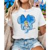 Женские футболки с принтом из мультфильма «Золушка» Disney, с коротким рукавом, в детском милом стиле, подходят для повседневной носки и прогулок