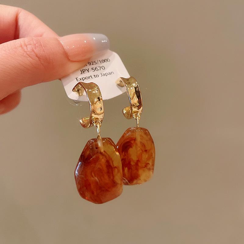 Серьги-пусеты «Серебряная игла» с тигровым глазом - Ретро, Высококлассные, Нишевый Универсальный Стиль и Элегантный Темперамент