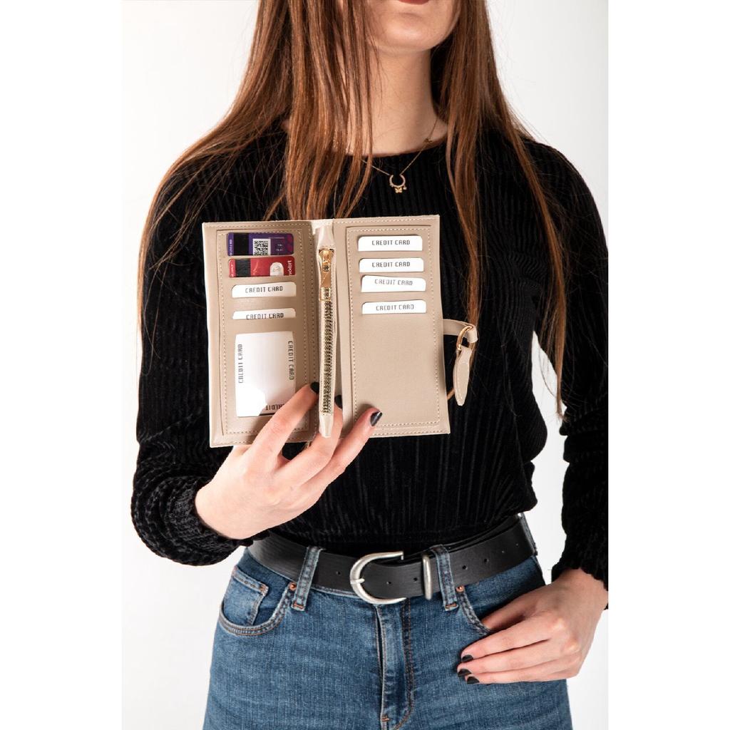 Red Women's Wallet With Soft Skin Buckle And Multi-compartment Accessory