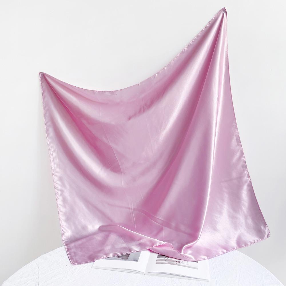 90*90СМ Однотонный Квадратный Шарф для Женщин Шарф и Головной Платок Сатиновый Модный Блестящий Шелковый Шарф