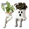 Durable Resin Succulent Holder 2Pcs Whimsical Hanging Leg Planter, Dangling Sitting Flower Pot for Planter Succulents, Funny Halloween Desktop