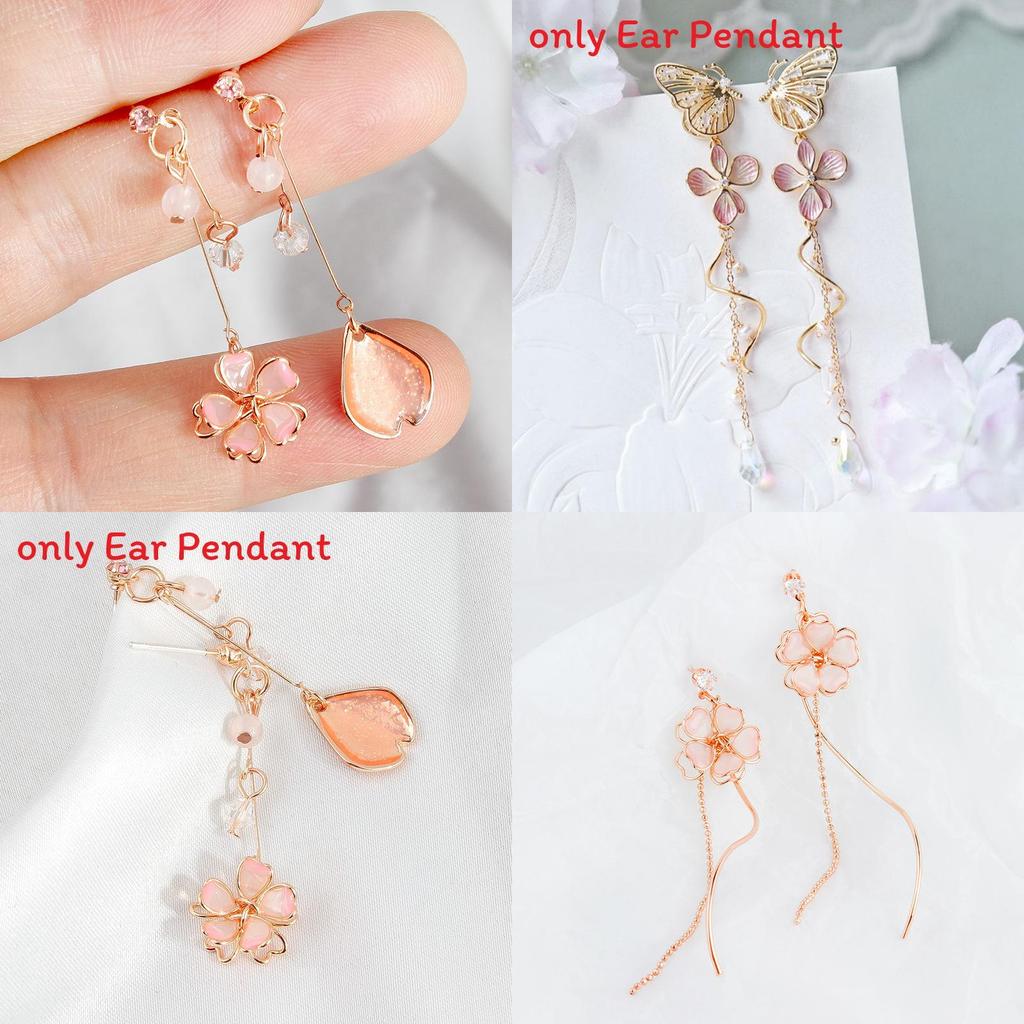 Элегантные асимметричные серьги с сакурой и геометрической формой для летней моды