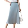 Spring and Summer Silk Half-body Skirt for Women Solid Color Umbrella Skirt High Waist Temperament Long Skirt Thin Skirt