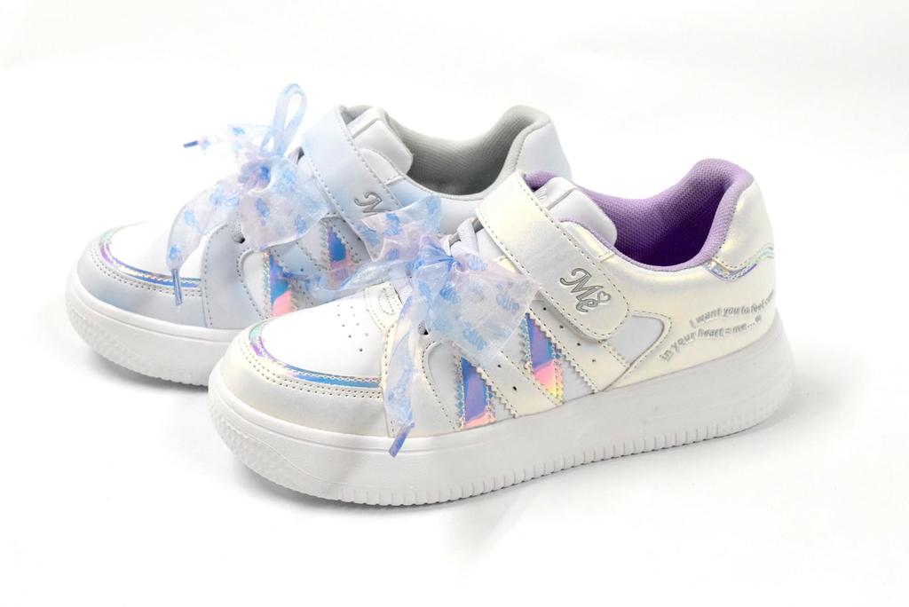 Equal Me Court Stylish and with Elastic and Lace Perfect for Casual and Sports Size Kids' Girls' Sneakers, Cute, Velcro, Straps, Ribbons, School,