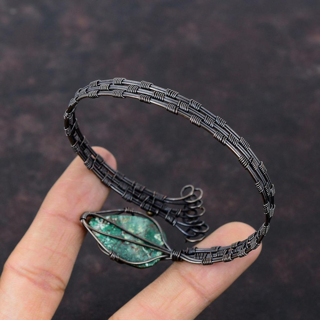 Куприт хризоколла драгоценный камень браслет манжета обернутый медной проволокой регулируемый браслет ручной работы обернутый медной проволокой ювелирный браслет для подарка