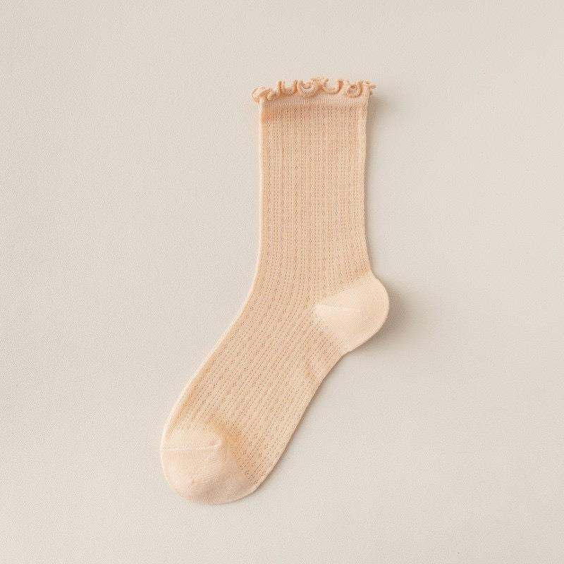 Летние носки для женщин с краями из черного гриба, тонкая сетка, свободные, послеродовые носки с махрой для девушек, хлопковые дышащие носки до середины икры