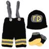 Baby Photography Props Fireman Hats Pants Outfit Crochet Hook Knitted Newborn Costumes