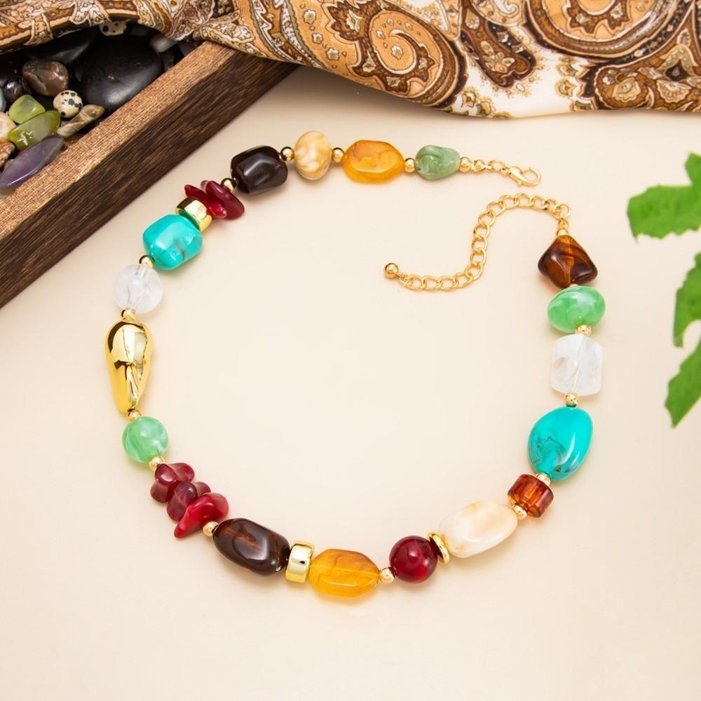 Irregular Shape Beaded Clavicle Jewelry Maillard Style Irregular Necklace Jewelry Gift Giving