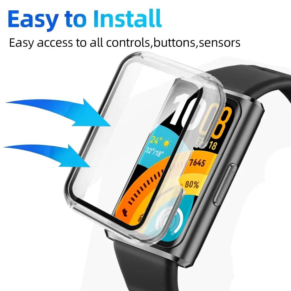 Чехол для корпуса Huawei Band 11/11 Pro Защитная пленка для экрана Полностью закрывающий бампер Закаленное стекло Чехол для аксессуаров Huawei Band 11