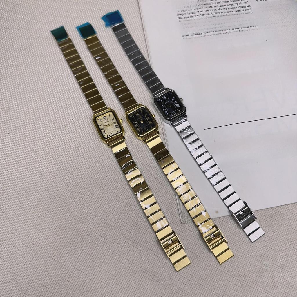 Korean Women's Rectangular Steel Band Watch - Small Dial Quartz Design