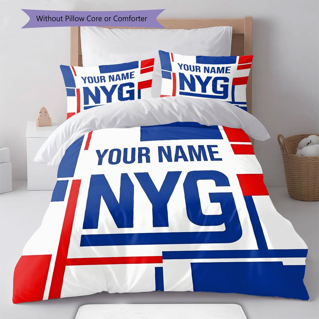 Custom Name,New York Giants Pattern Bedding Home Decoration Birthday Gift ( 1 duvet cover + 2 pillowcase, without core),fan merchandise.