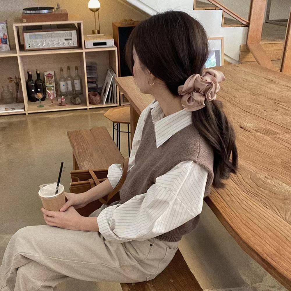 2023 Элегантная атласная резинка для волос Эластичные резинки для волос Держатель для хвостика Большие скранчи Резинка