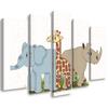 Five Piece Picture Canvas Print Animals