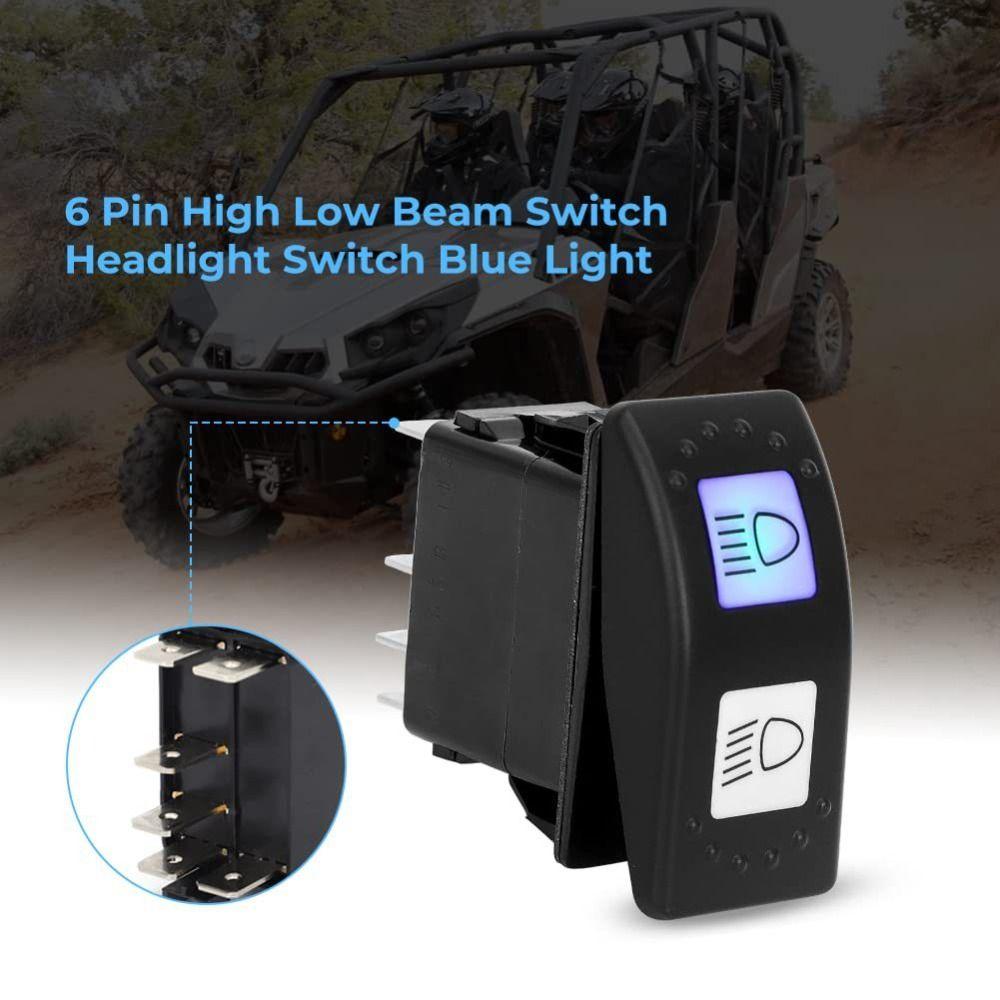 Car Modification Headlight Switch LED Indicator Full Beam Switch Durable Boat Type Switch Bus