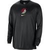 X NBA Collaboration Portland Trail Blazers Edition Authentic Pregame Performance Футболка с длинным рукавом для мужчин, черные FB3607-010