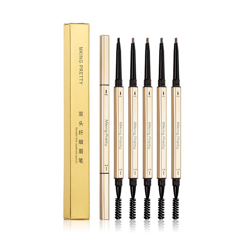 Small Gold Bar Double-Ended Eyebrow Pencil | Ultra-Fine Waterproof Triangle Tip | Long-Lasting & Smudge-Proof Natural Look