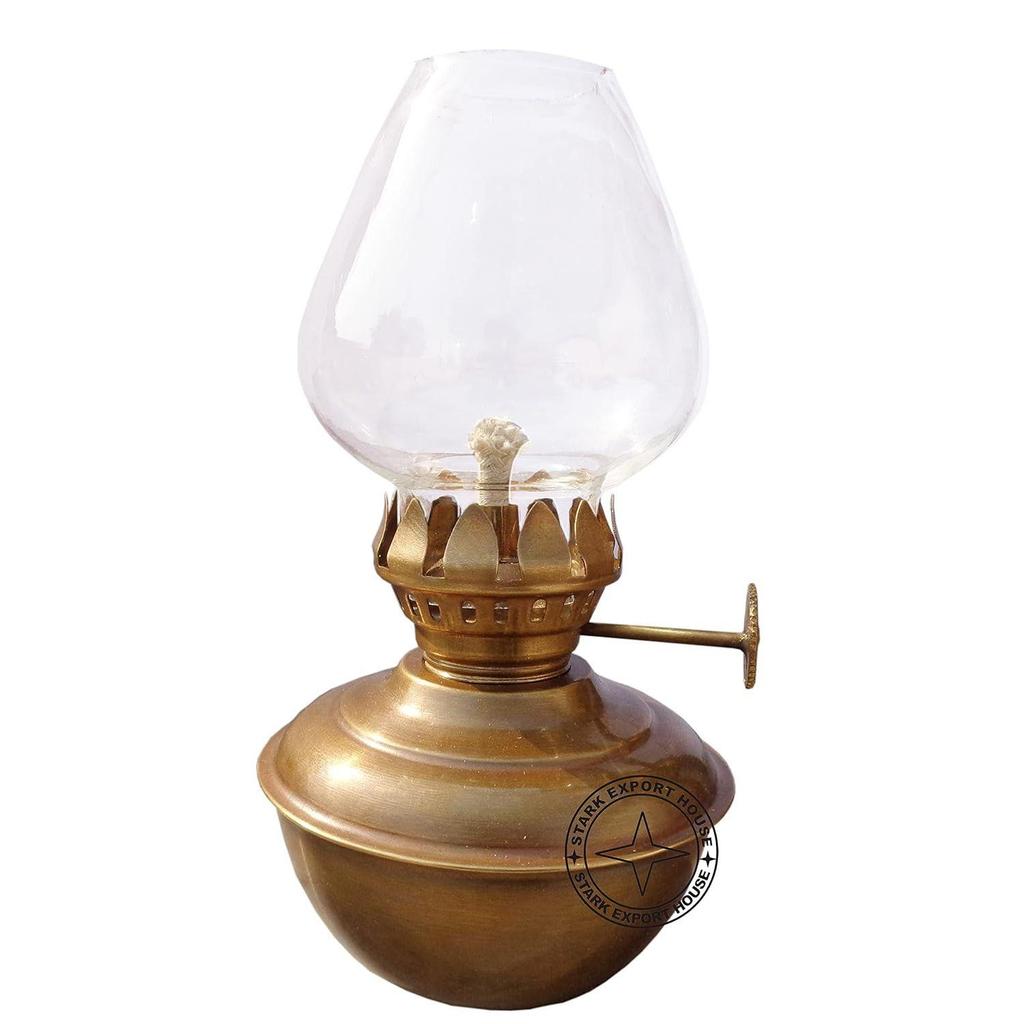 Brass Table Lantern Glass Oil Lamp Home Decoration (5 Inches)