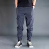 Men's Spring and Fall Loose Drawstring Work Pants with Large Pockets Casual Jogging Pants