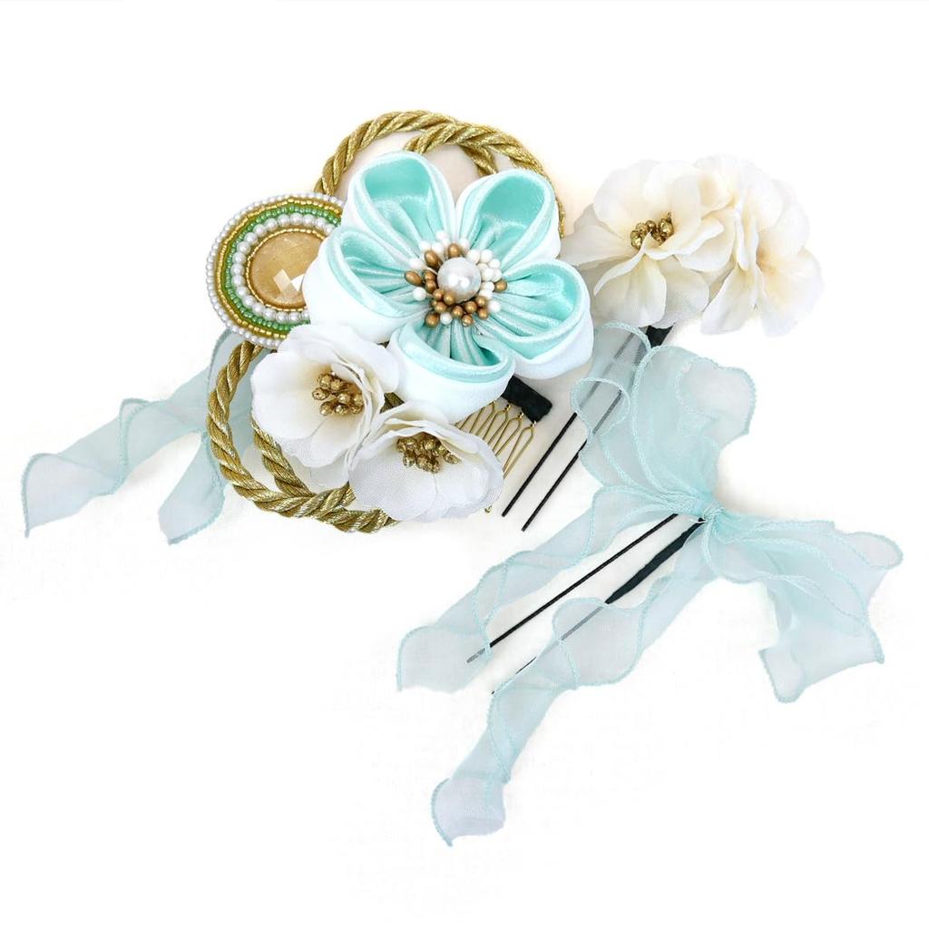 3 Piece Hair Ornament Tsumami Coming of Age Graduation Graduation Light Japanese Style Set, Crafts, Furisode, Ceremony, KK-053, Ceremony, Hakama,