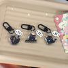 Kawaii Black Cat Little Fish Keychain Cute Cartoon Kitten Acrylic Keyring Couple Key Holder Bag Pendant Hanging Decoration Gifts