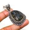 Labradorite Gemstone Handmade 925 Silver Plated Jewelry Pendant 2.08"