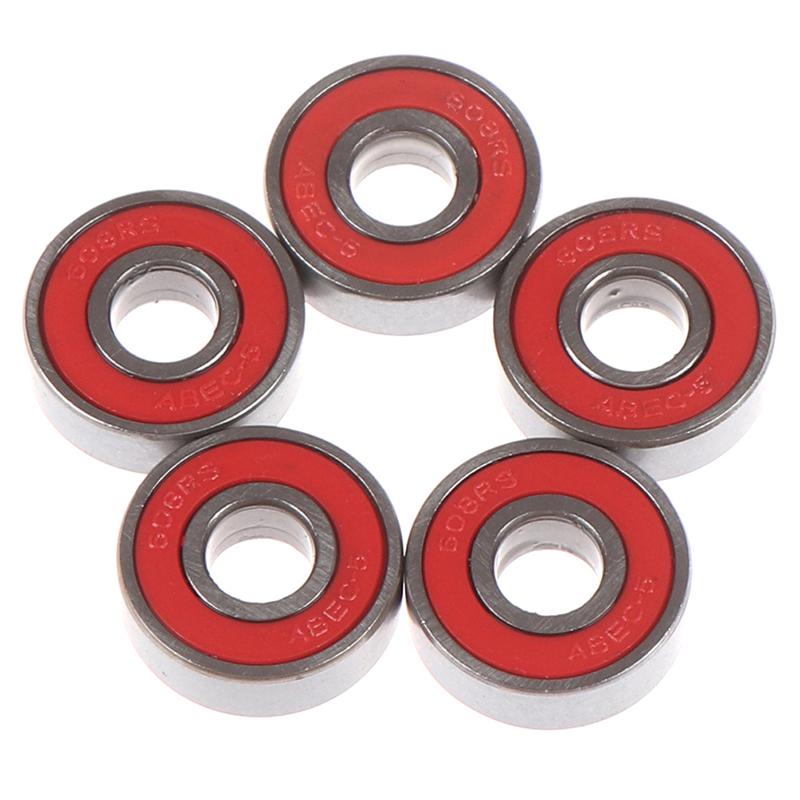 5 шт. Красные шарикоподшипники Abec-5 608-Rs для скейтборда 8X22X7 мм