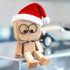 Yousheng 1 Set Christmas Shaking Wooden Man Wood Block Man Figurine with Shaking Legs 12 Magnetic Expressions Handmade Funny Santa Figurine for Car