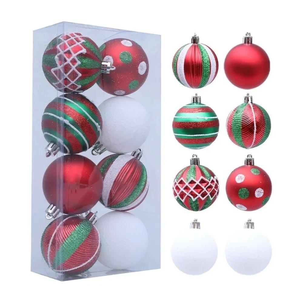 8pcs New 6cm Christmas Ball Pendant Plastics DIY Xmas Tree Charm Electroplated Christmas Supplies Party Decoration