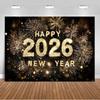 2026 Тема С Новым Годом Фон Черно-Золотой Воздушные Шары Баннер Шампанское Празднование Семейные Вечеринки Украшение Подарок Фотостудия Реквизит
