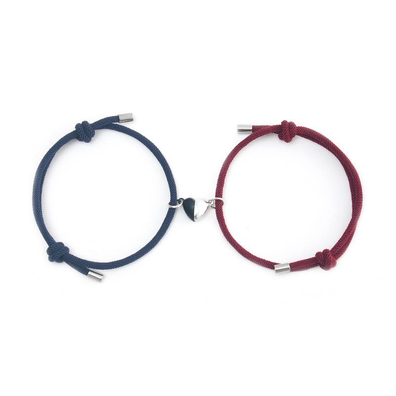 Love Magnet Couple Bracelets Set of 2 for Him and Her Braided Rope Friendship Jewelry