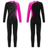 Kids Girls Long Sleeve Shiny Rhinestone Decor Dance Slim Fit Gymnastics Skating Leotard Jumpsuit