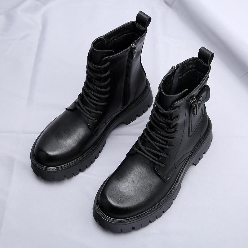 Fashion White Boots For Men New British Style Platform Motorcycle Boots Good Quality Casual Men’s High Top Leather Shoes Punk 2023