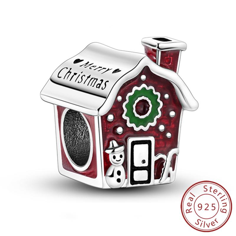 Рождественская серия Шармы Бусины Медь Рождественская елка Снеговик Лось Шарм Подходит для оригинального браслета Подвеска Женские украшения