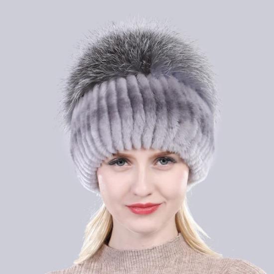 Новая уличная хорошая эластичная шапка из натурального кроличьего меха рекс женская зимняя вязаная шапка из натурального меха чернобурки женская шапка из натурального меха