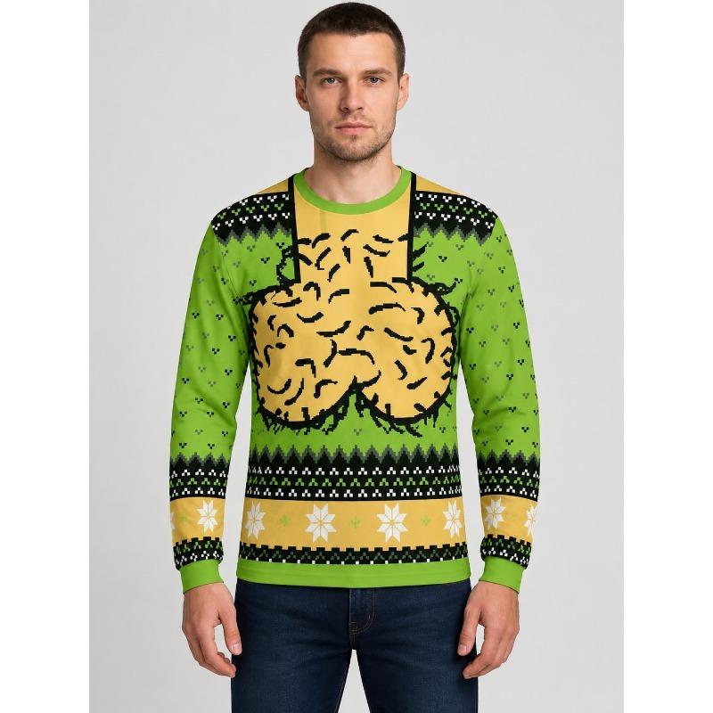 2026 Ugly Christmas New Hot Selling Quick-Drying Long-Sleeve Chick Pattern Long-Sleeve Crew Neck Sports Casual Long-Sleeve