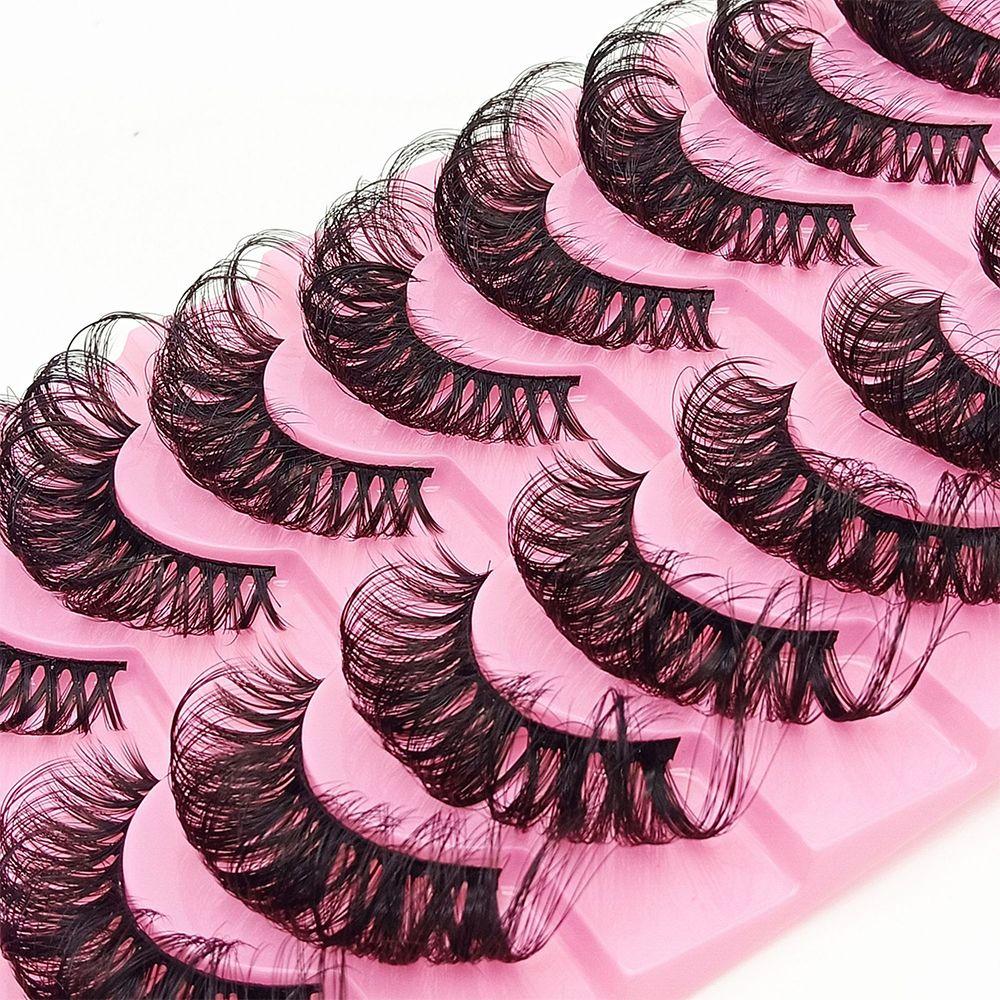 10 Pairs Eye Lashes Natural Long Wispy Volume DD Curl False Eyelashes Russia Volume Faux Mink