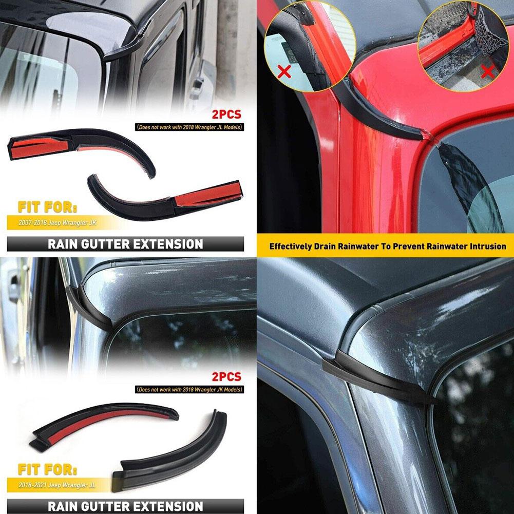 Для Jeep Wrangler JK 2 шт. Автомобильные водосточные желоба, удлинители, аксессуары, капельники, водоотводы, АБС-пластиковые канальные водоотводы V6W2