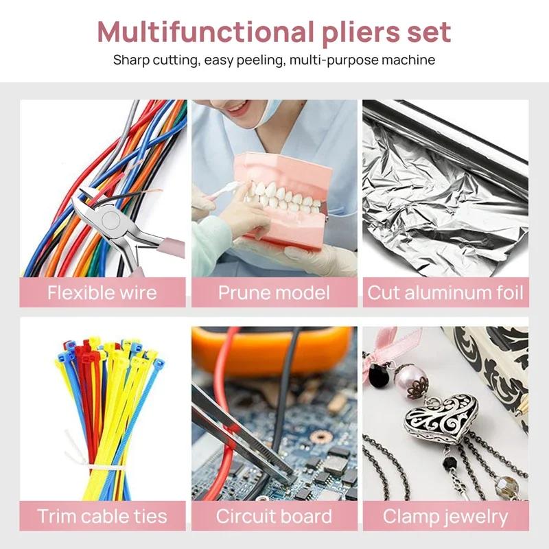 Mini Pliers Diagonal Pliers Round Bent Needle Nose Cutter Handcraft Beading Insulated Plier for DIY Small Jewelry Pliers Tools