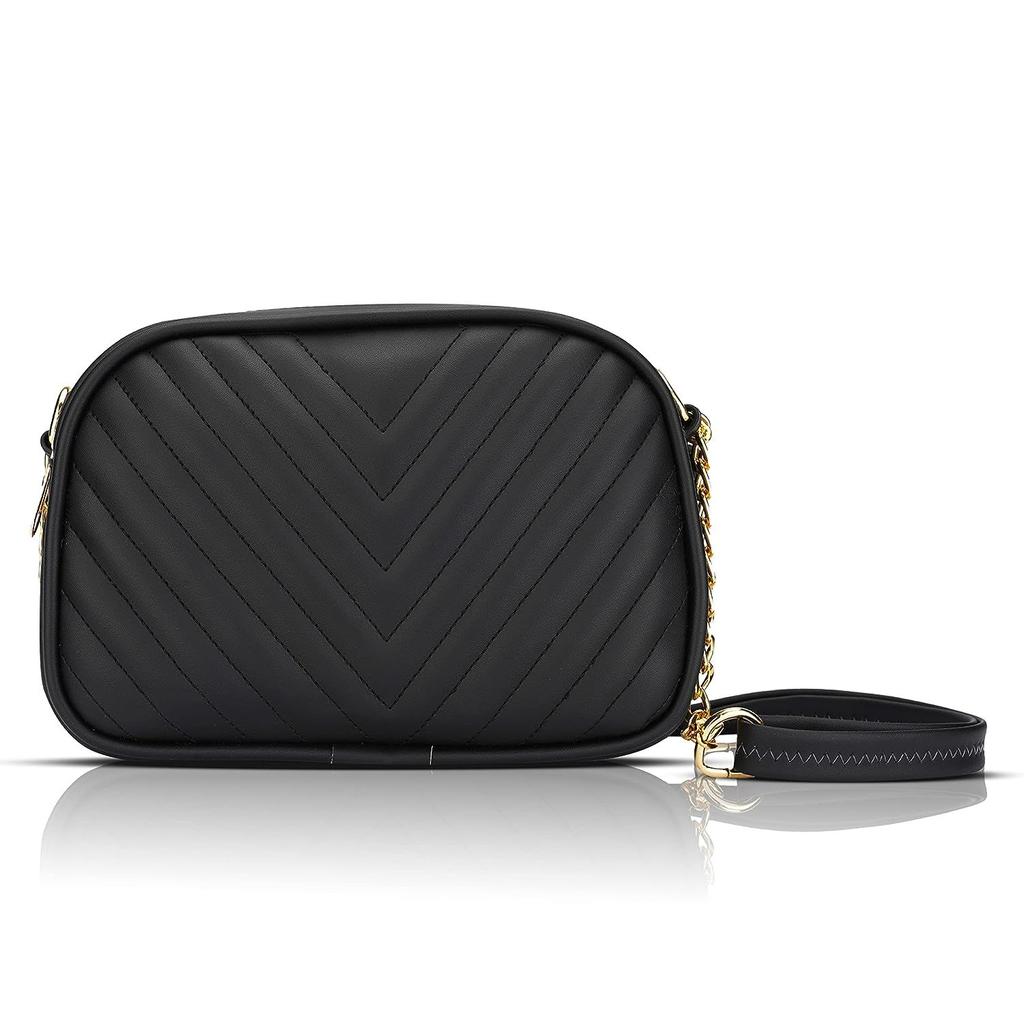 Voguish Quilted Sling Bag for Girls/Womens (Black) | Stylish Side Shoulder Crossbody Bags For Girls