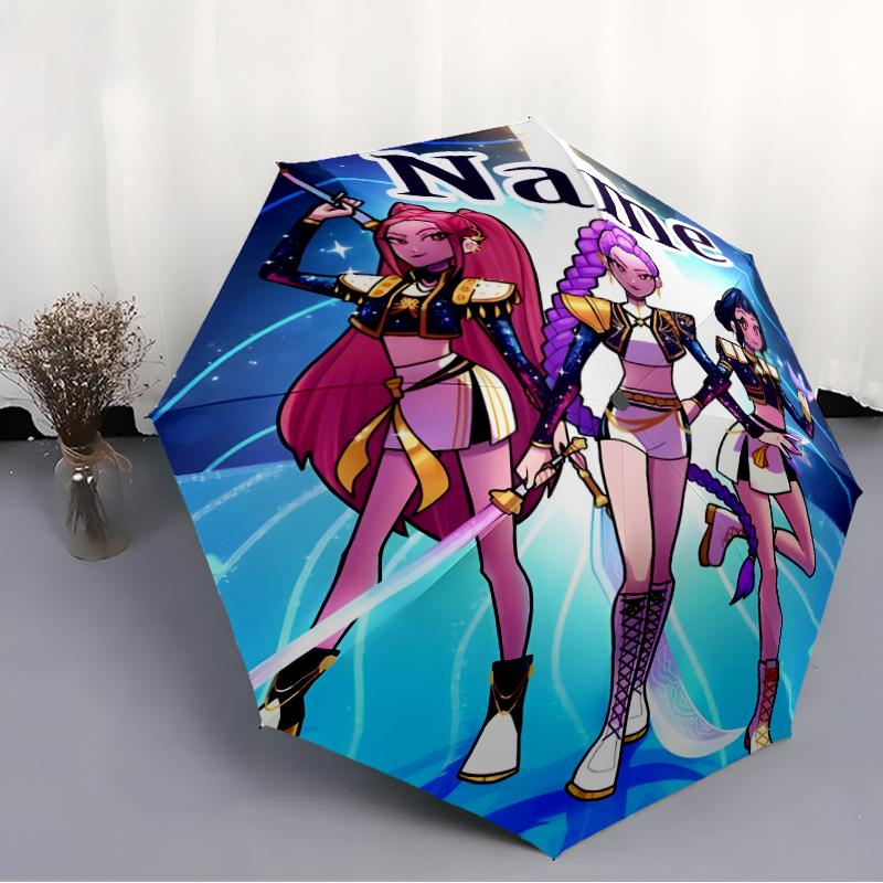 Personalized Name K-KPop Demon Hunters Print Umbrella - Automatic Open/Close, Eight-Rib Durable Frame, Automatic Folding Umbrella