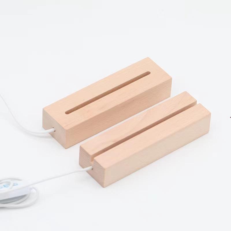 15cm Dimmable Tricolor Wooden Base with LED Lights, Acrylic Plexiglass Epoxy Resin Display Stand, USB Powered for 3D Night Light
