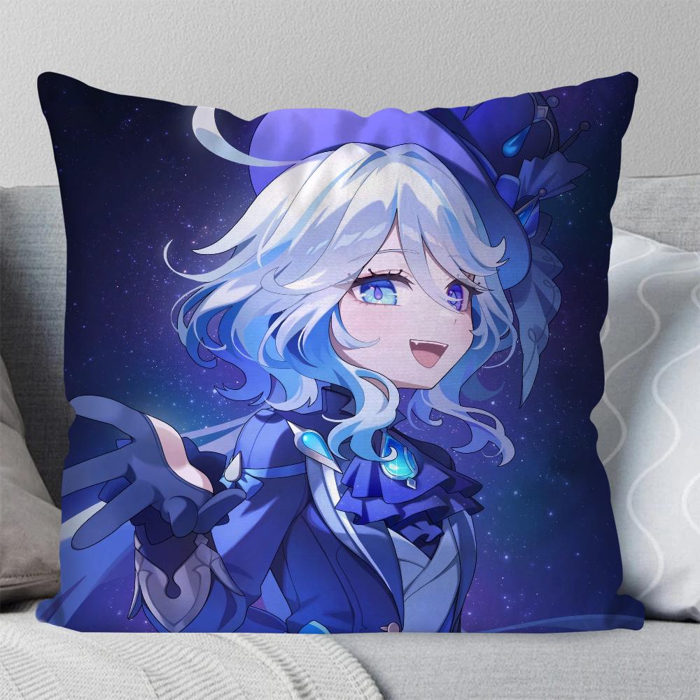 Фуррина Анимация Игра G-Genshin I-Impact Наволочка Квадратная Подушка Спальня Диван Досуг Комфорт Гостиная Домашнее Украшение 40X40