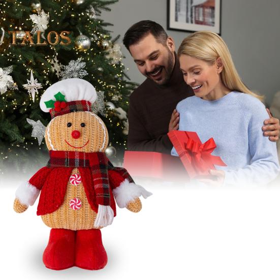 Пряничный человечек, рождественские украшения, плюшевая фигурка пряничного человечка, рождественские украшения для каминного стола