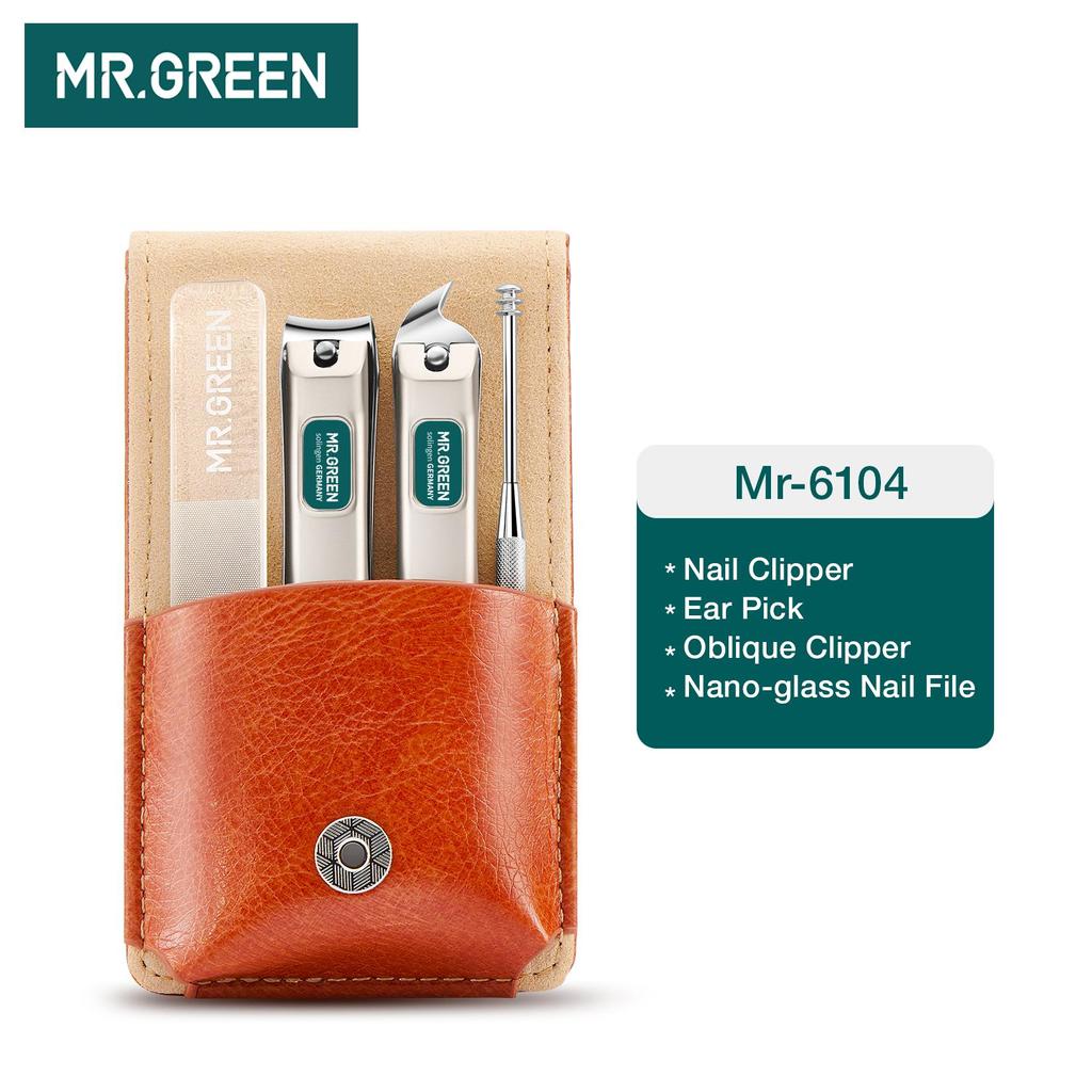 MR.GREEN Portable Manicure Set Pedicure Kit Stainless Steel Nail Clippers Tool Travel Grooming Case Gift Box Nail Scissors Set