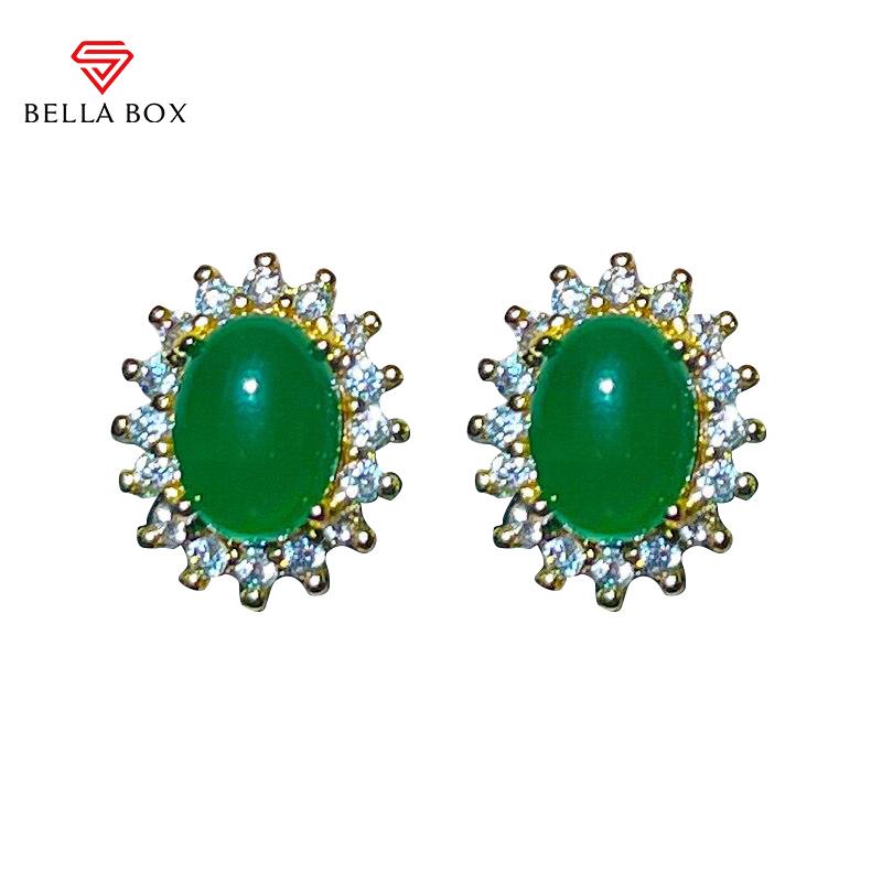 BELLA BOX Классические серьги-гвоздики с овальной формой 5А циркон драгоценные камни свадьба помолвка женские ювелирные украшения подарок