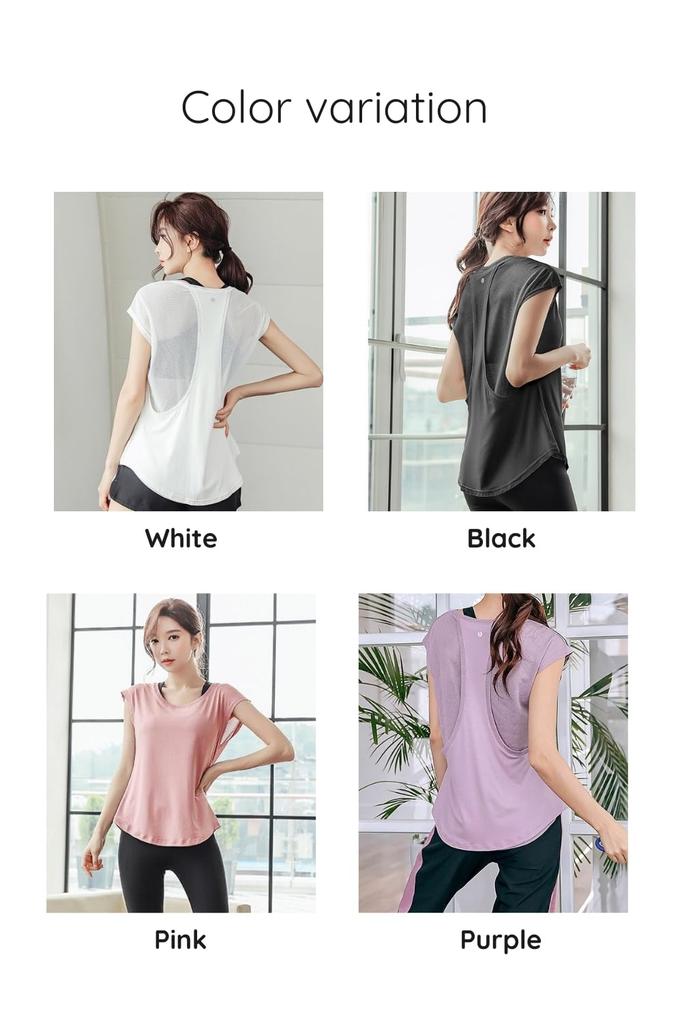 VEROMAN Yoga Short Size S Women's Top, Sleeve, Simple, Figure-Flattering, White, Ppi-ssd042,