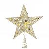 Gold Shimmering Christmas Tree Star Top Decoration Hollowed Metal Star Tree Top Ornament for Holiday Party Decoration