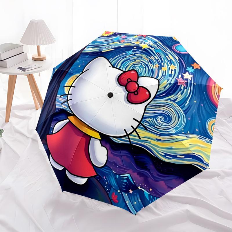 1pc Hello Kitty [Automatic Folding Umbrella] Durable Iron Frame & Rod, Portable Folding, All Seasons, Home Travel Outdoor, Makes a Great Holiday Gift